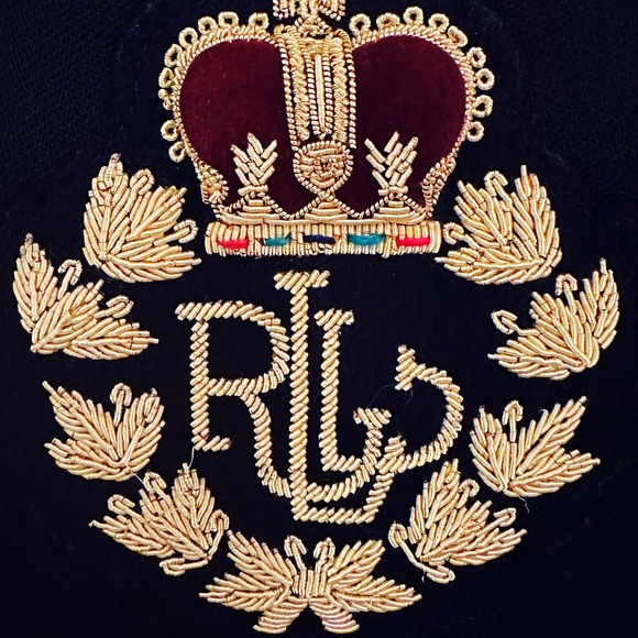 LAUREN - RALPH LAUREN Navy Blue, 3 Button, Crested Blazer, 12P, 100% PURE WOOL - Picture 7 of 16